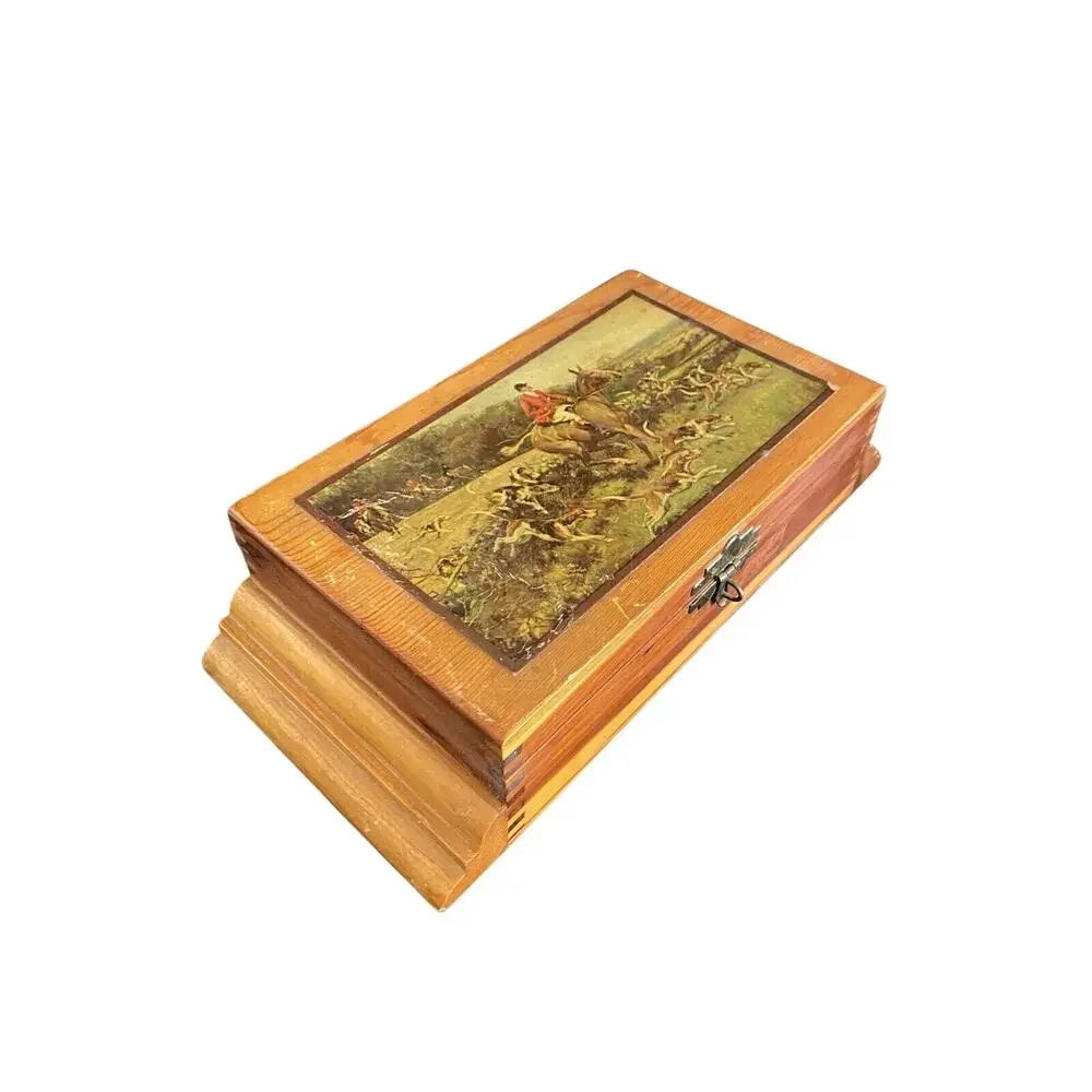 Vintage Art Deco Style Wood Trinket Jewelry Box